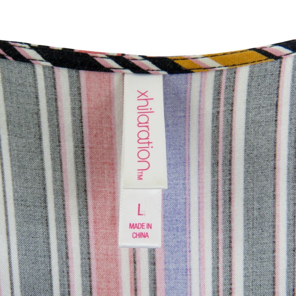Xhilaration Multicolor Striped Short Sleeve Wide Leg Jumpsuit Size Large - Picture 6 of 7